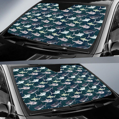 Shark Pattern Print Car Sun Shade For Windshield