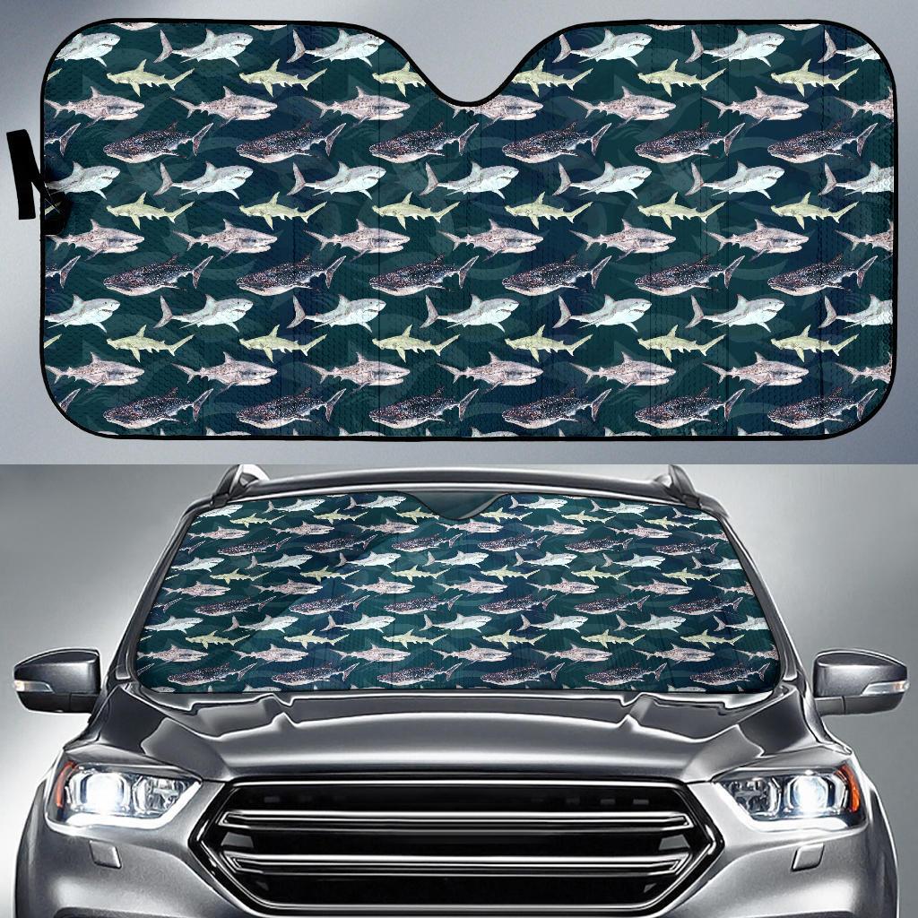 Shark Pattern Print Car Sun Shade For Windshield