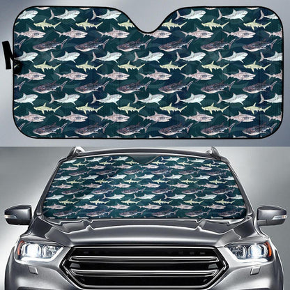 Shark Pattern Print Car Sun Shade For Windshield