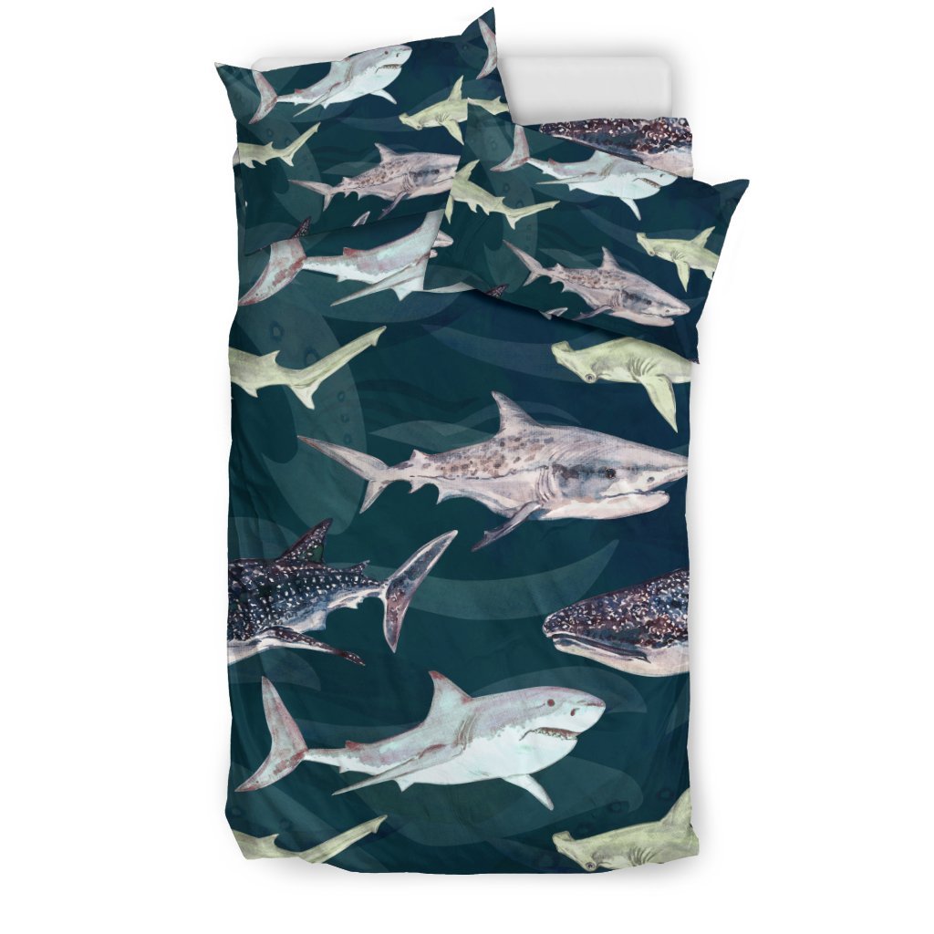 Shark Pattern Print Duvet Cover Bedding Set