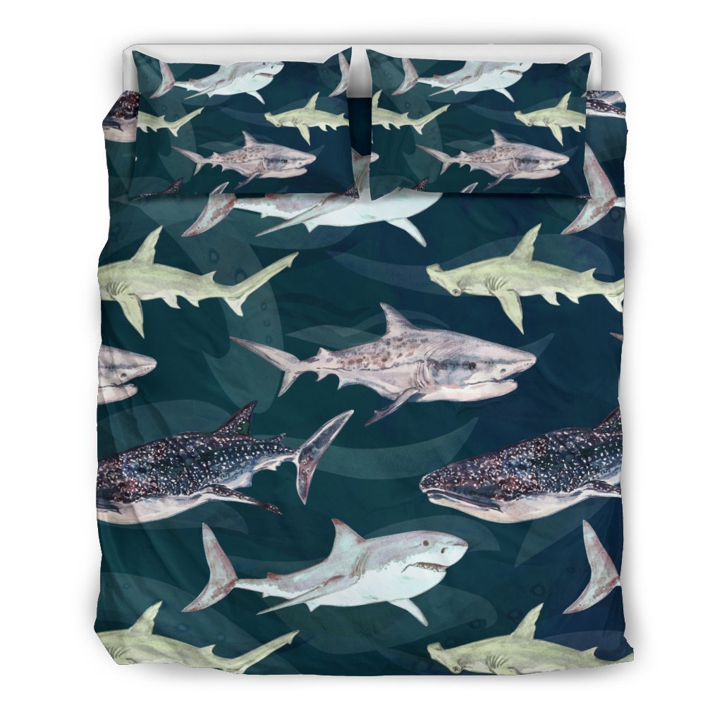 Shark Pattern Print Duvet Cover Bedding Set