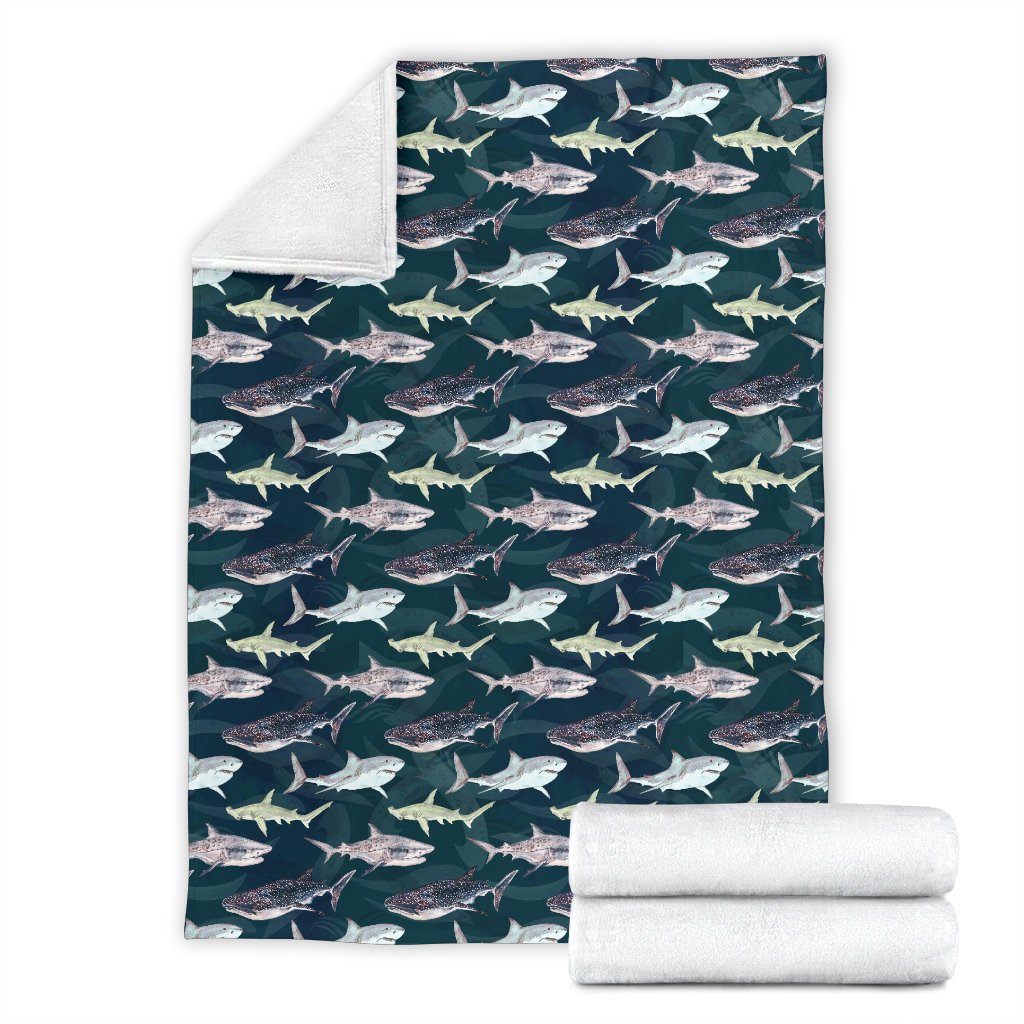 Shark Pattern Print Fleece Blanket