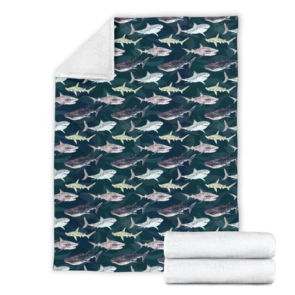 Shark Pattern Print Fleece Blanket