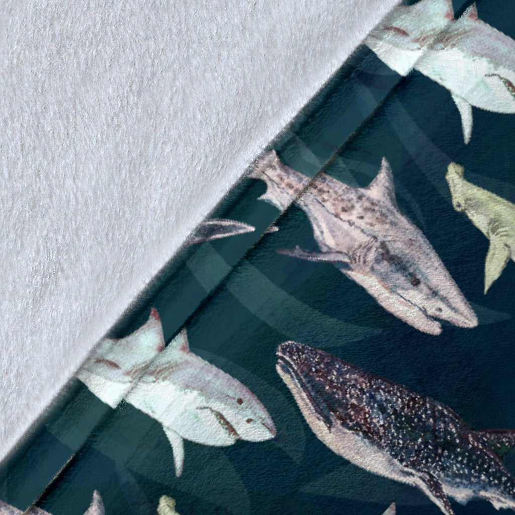 Shark Pattern Print Fleece Blanket