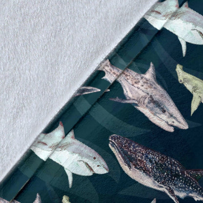 Shark Pattern Print Fleece Blanket