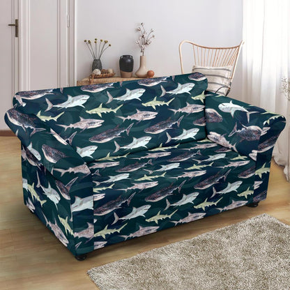Shark Pattern Print Loveseat Slipcover-JTAMIGO.COM