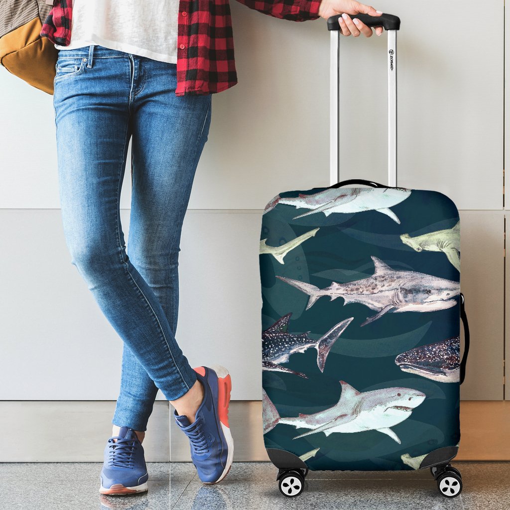 Shark Pattern Print Luggage Cover Protector