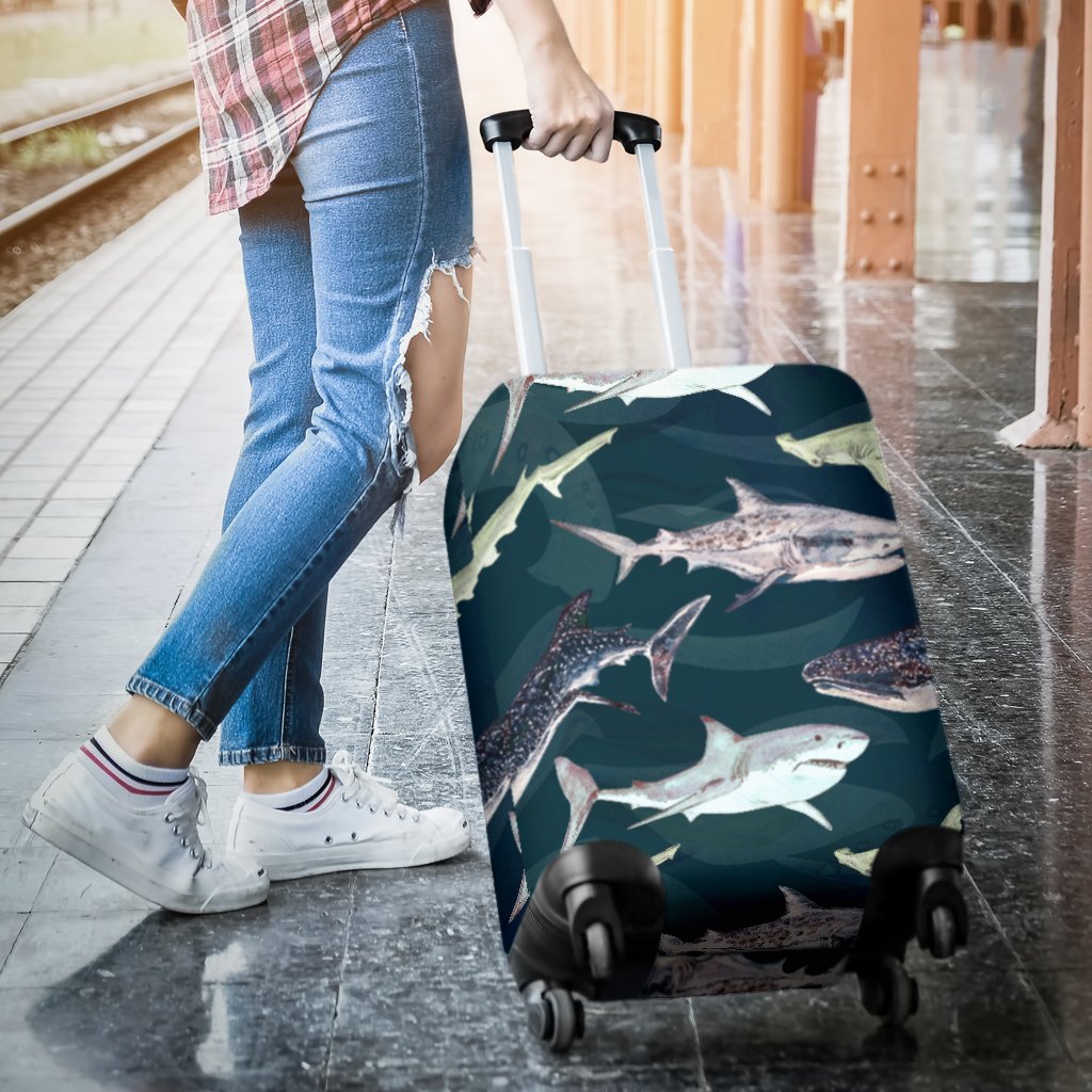 Shark Pattern Print Luggage Cover Protector