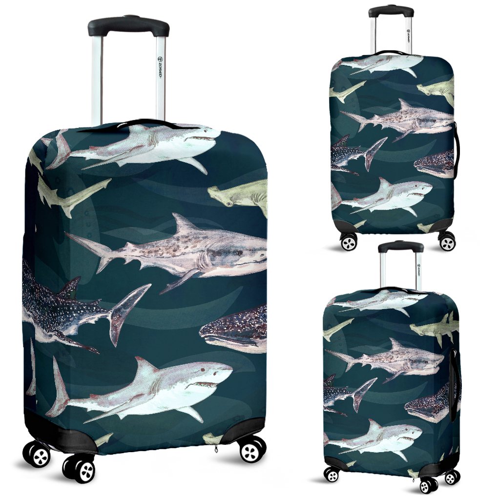 Shark Pattern Print Luggage Cover Protector