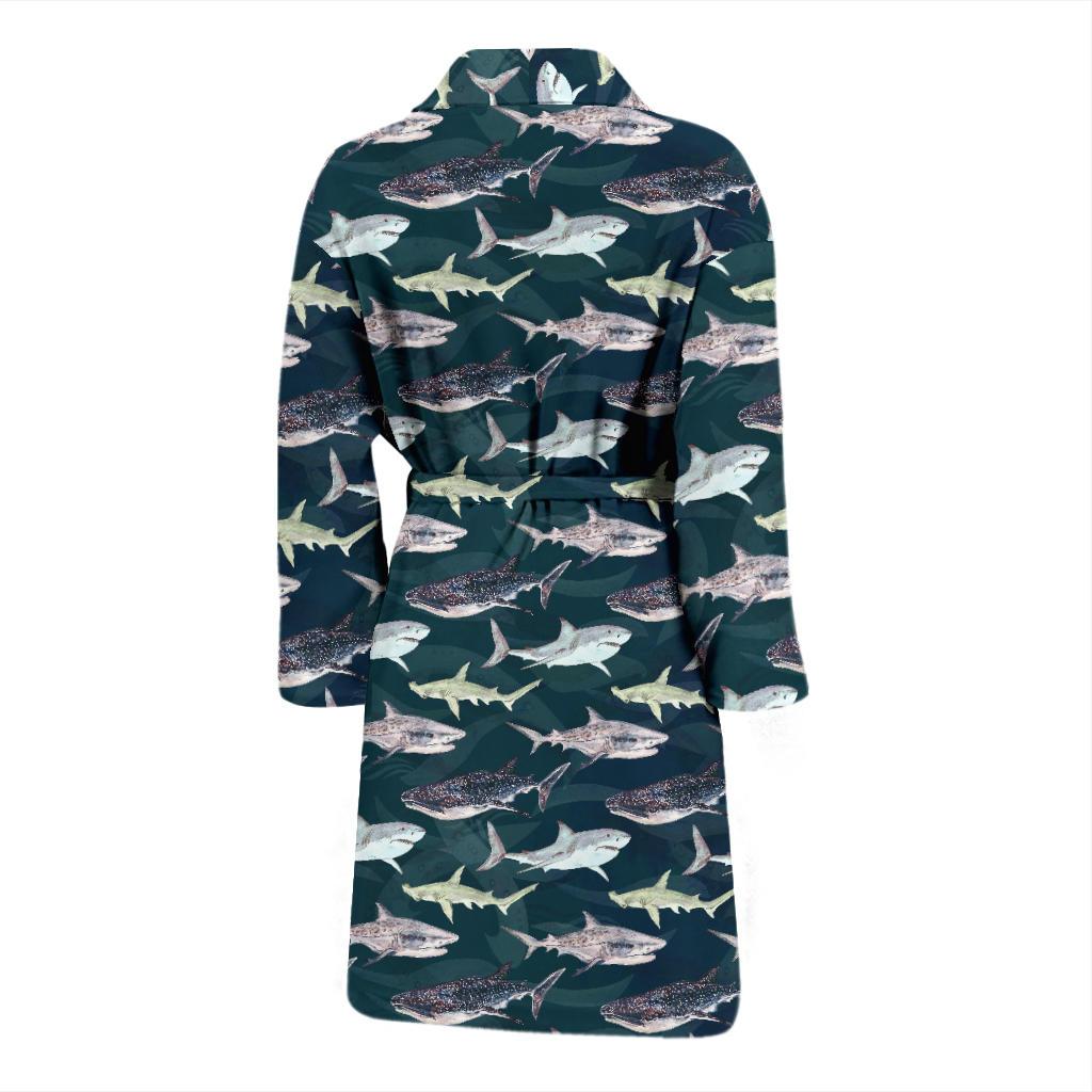 Shark Pattern Print Men Bath Robe-JTAMIGO.COM