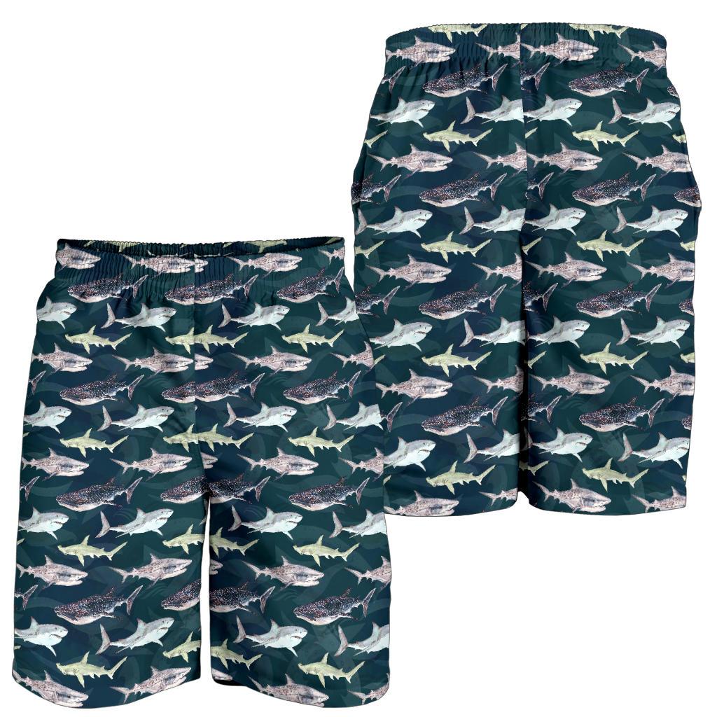 Shark Pattern Print Mens Shorts-JTAMIGO.COM