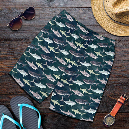 Shark Pattern Print Mens Shorts-JTAMIGO.COM