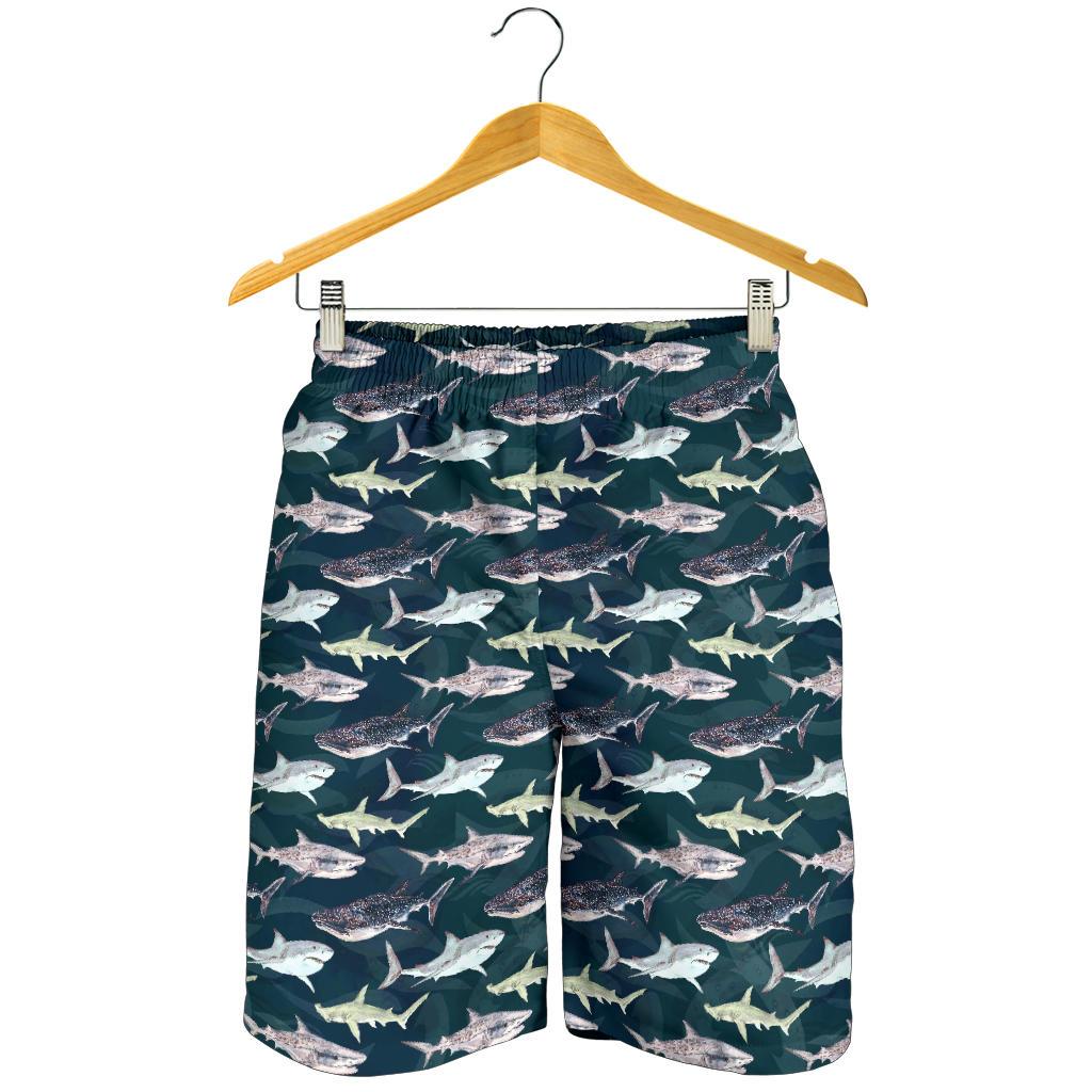 Shark Pattern Print Mens Shorts-JTAMIGO.COM