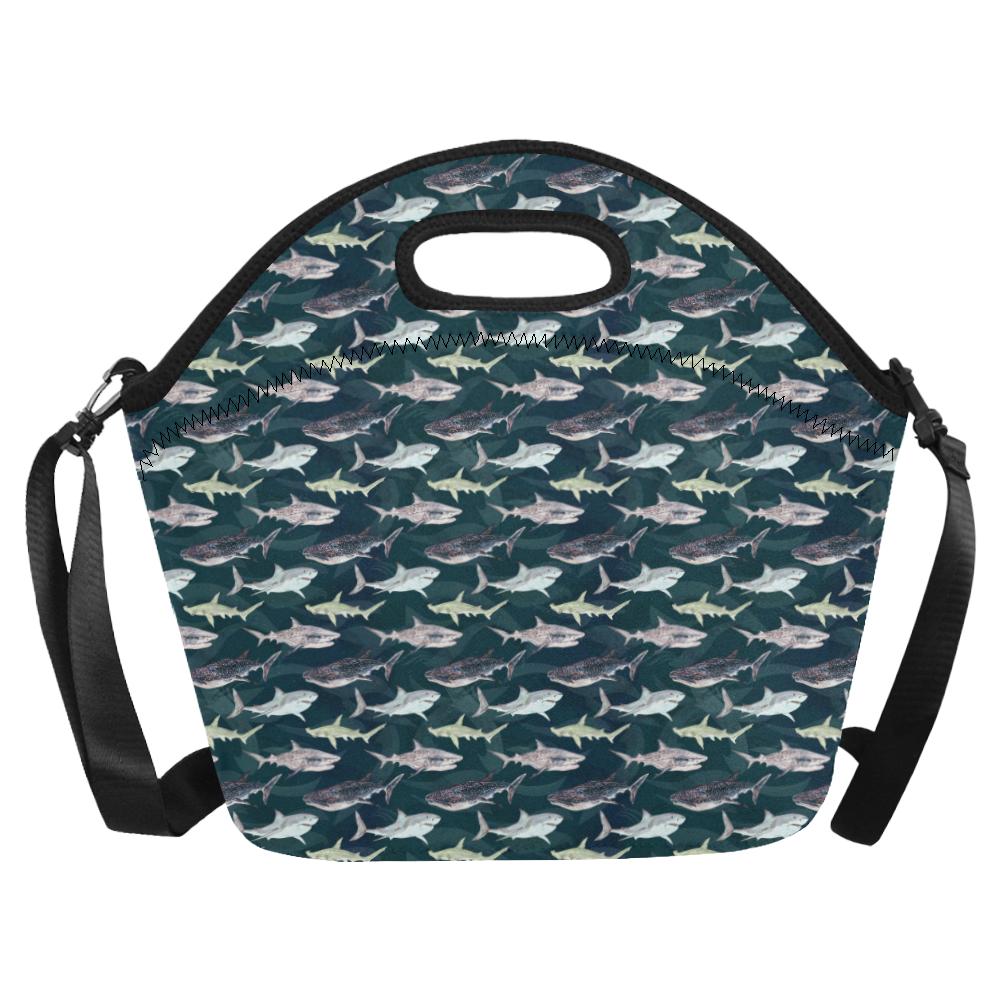 Shark Pattern Print Neoprene Lunch Bag (Model 1669)(Large)-JTAMIGO.COM