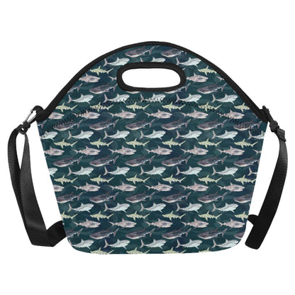 Shark Pattern Print Neoprene Lunch Bag (Model 1669)(Large)-JTAMIGO.COM