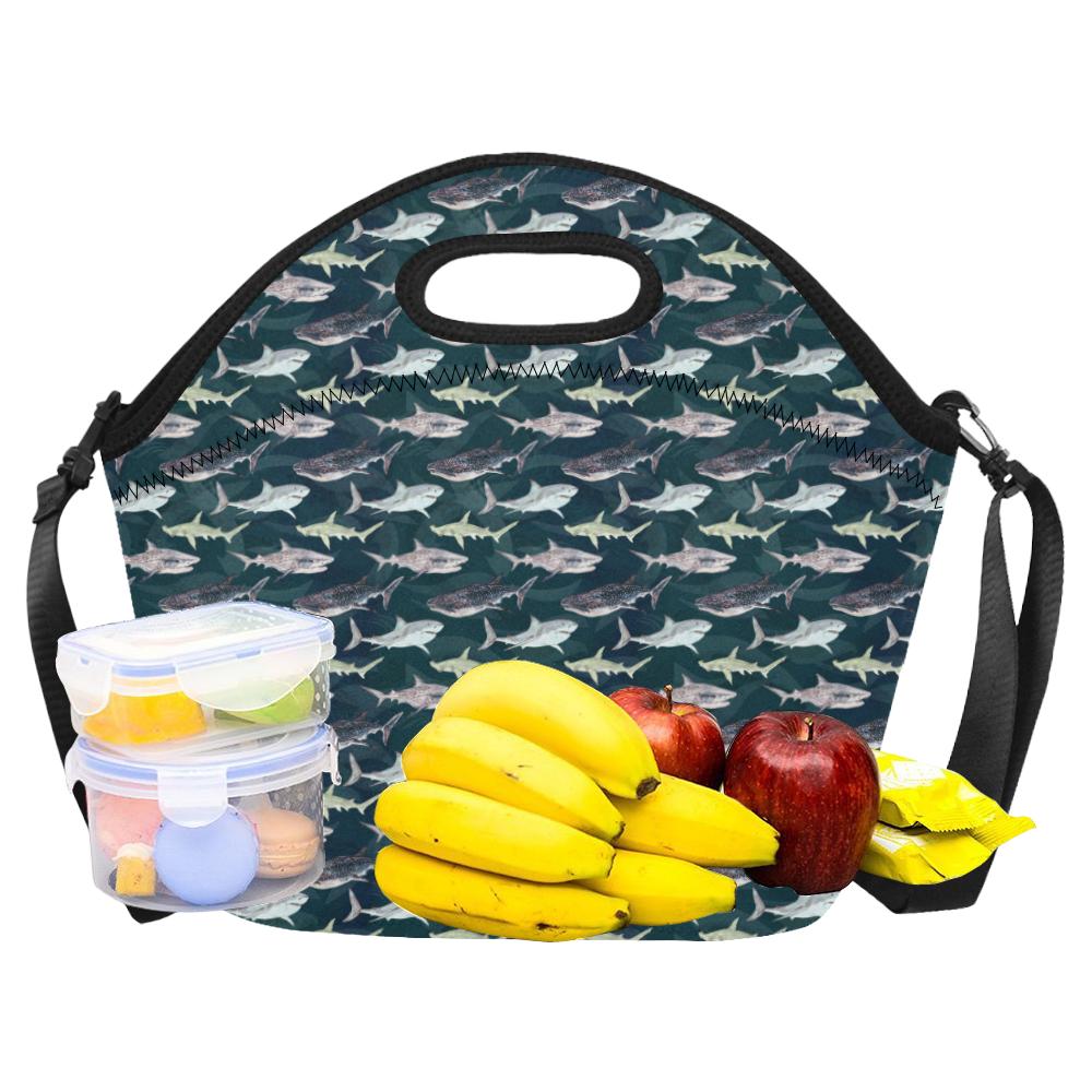 Shark Pattern Print Neoprene Lunch Bag (Model 1669)(Large)-JTAMIGO.COM