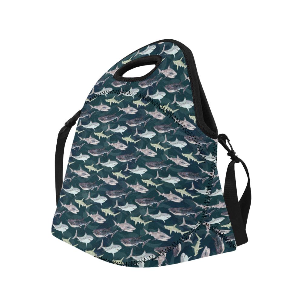Shark Pattern Print Neoprene Lunch Bag (Model 1669)(Large)-JTAMIGO.COM