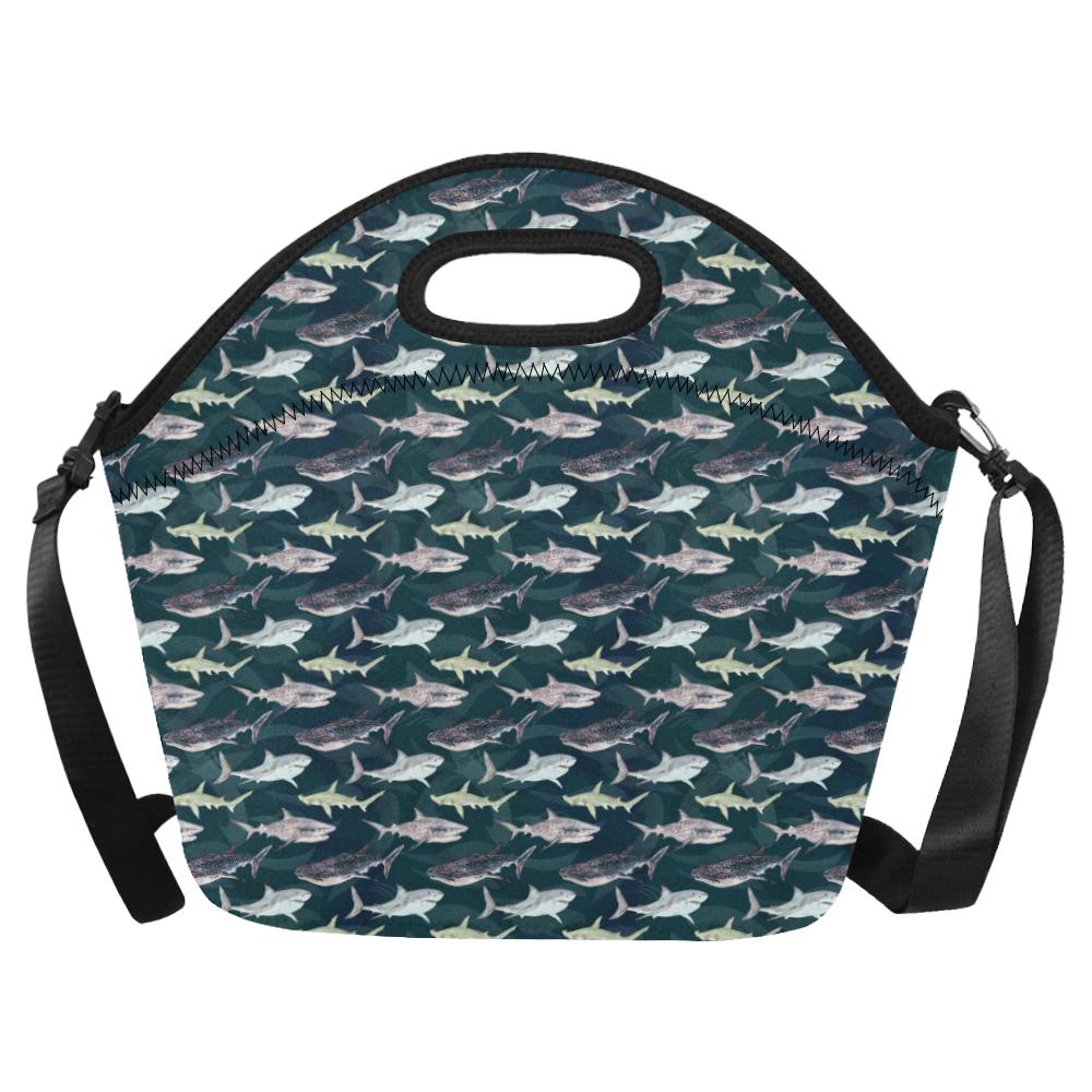 Shark Pattern Print Neoprene Lunch Bag (Model 1669)(Large)-JTAMIGO.COM