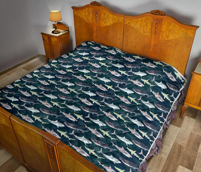 Shark Pattern Print Premium Quilt-JTAMIGO.COM