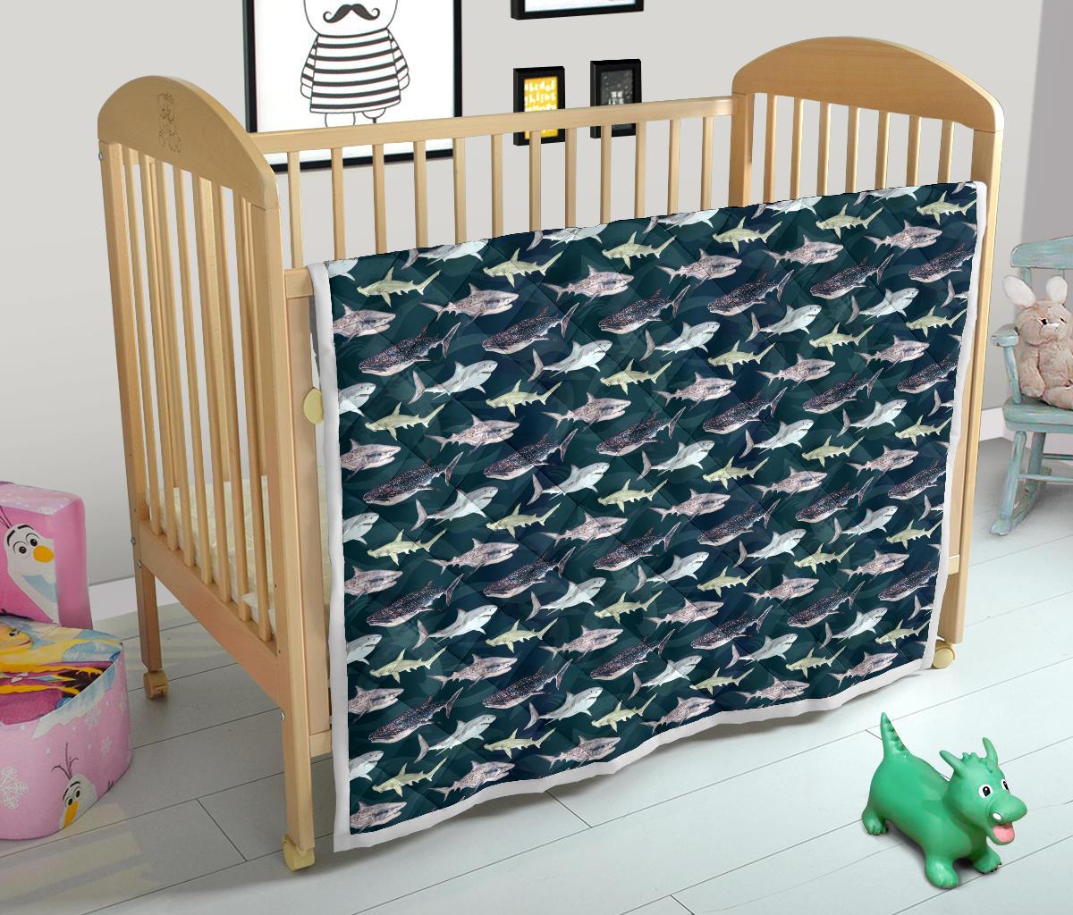 Shark Pattern Print Premium Quilt-JTAMIGO.COM