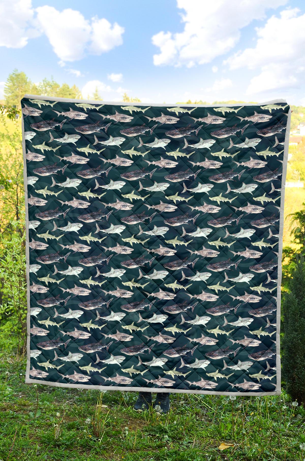 Shark Pattern Print Premium Quilt-JTAMIGO.COM