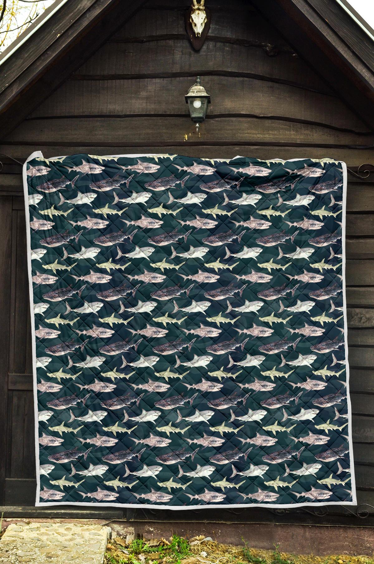 Shark Pattern Print Premium Quilt-JTAMIGO.COM