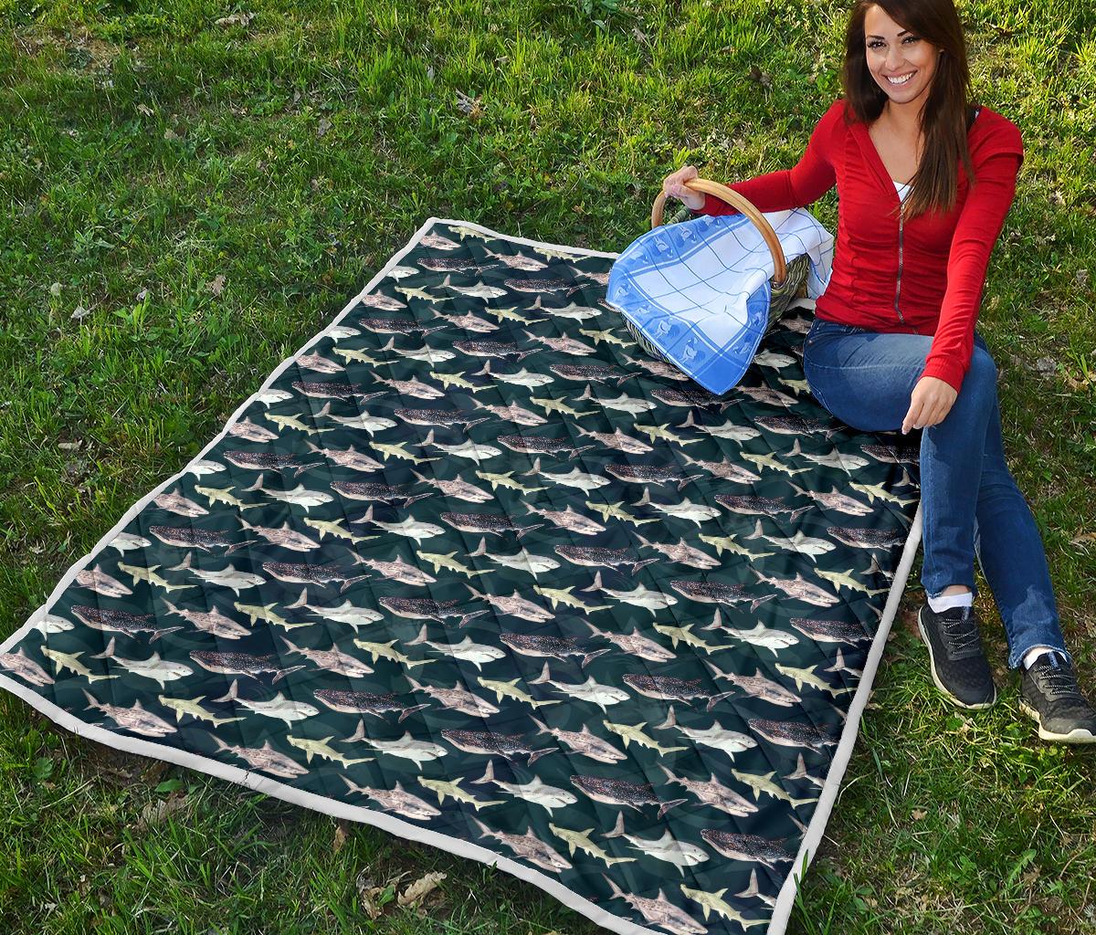 Shark Pattern Print Premium Quilt-JTAMIGO.COM