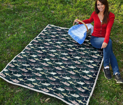 Shark Pattern Print Premium Quilt-JTAMIGO.COM