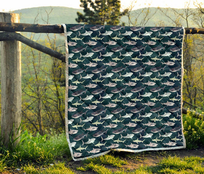 Shark Pattern Print Premium Quilt-JTAMIGO.COM