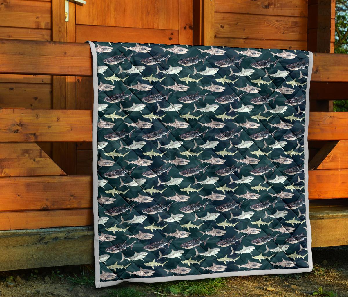 Shark Pattern Print Premium Quilt-JTAMIGO.COM