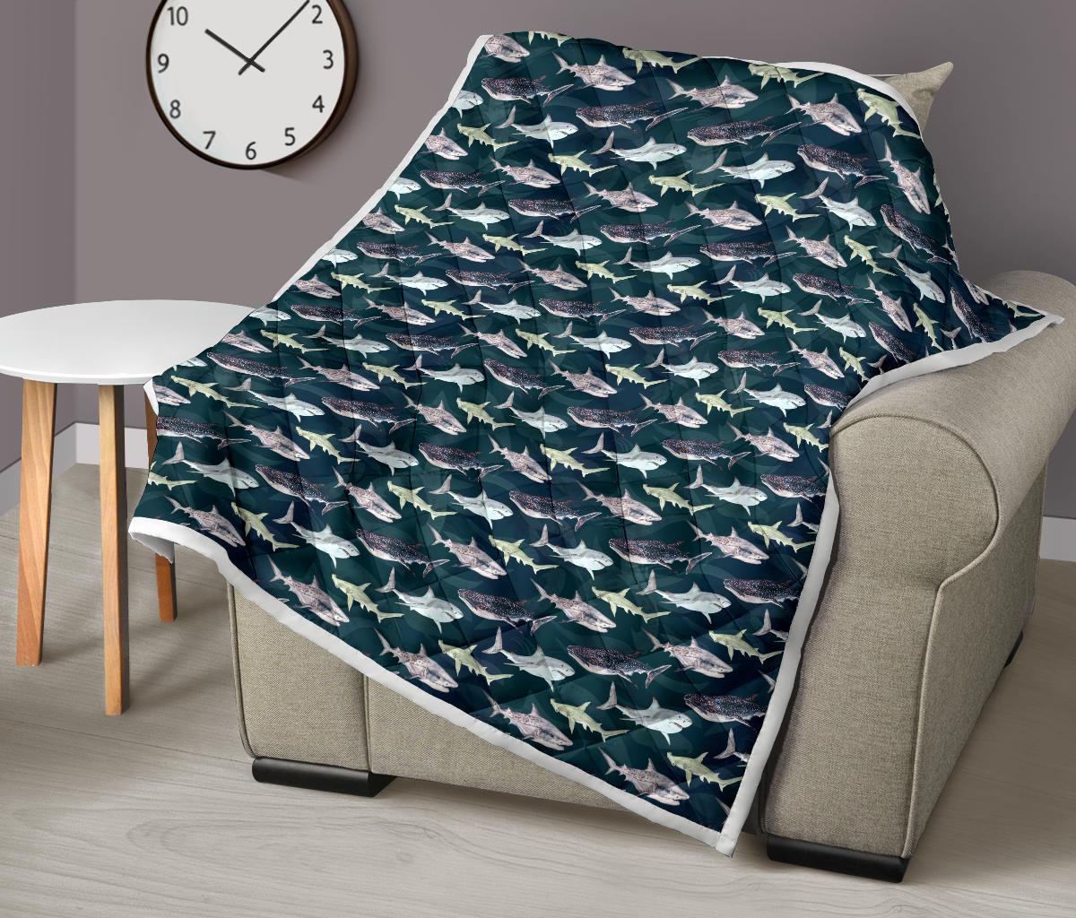 Shark Pattern Print Premium Quilt-JTAMIGO.COM