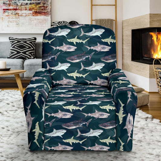 Shark Pattern Print Single Sofa Slipcover -JTAMIGO.COM