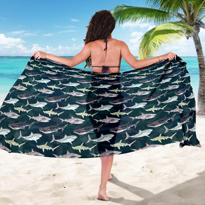Shark Pattern Print Sarong Pareo Wrap