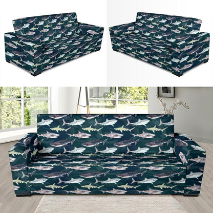 Shark Pattern Print Sofa Slipcover-JTAMIGO.COM