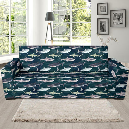 Shark Pattern Print Sofa Slipcover-JTAMIGO.COM