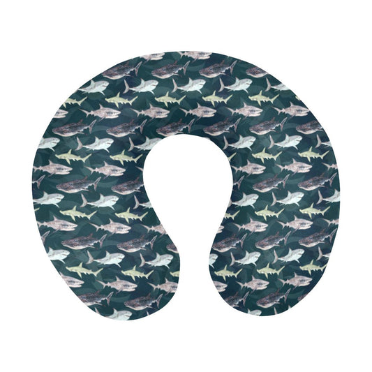Shark Pattern Print U-Shaped Travel Neck Pillow-JTAMIGO.COM