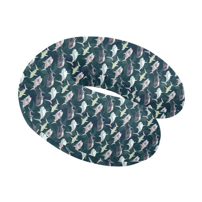 Shark Pattern Print U-Shaped Travel Neck Pillow-JTAMIGO.COM
