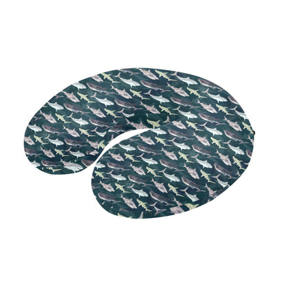 Shark Pattern Print U-Shaped Travel Neck Pillow-JTAMIGO.COM