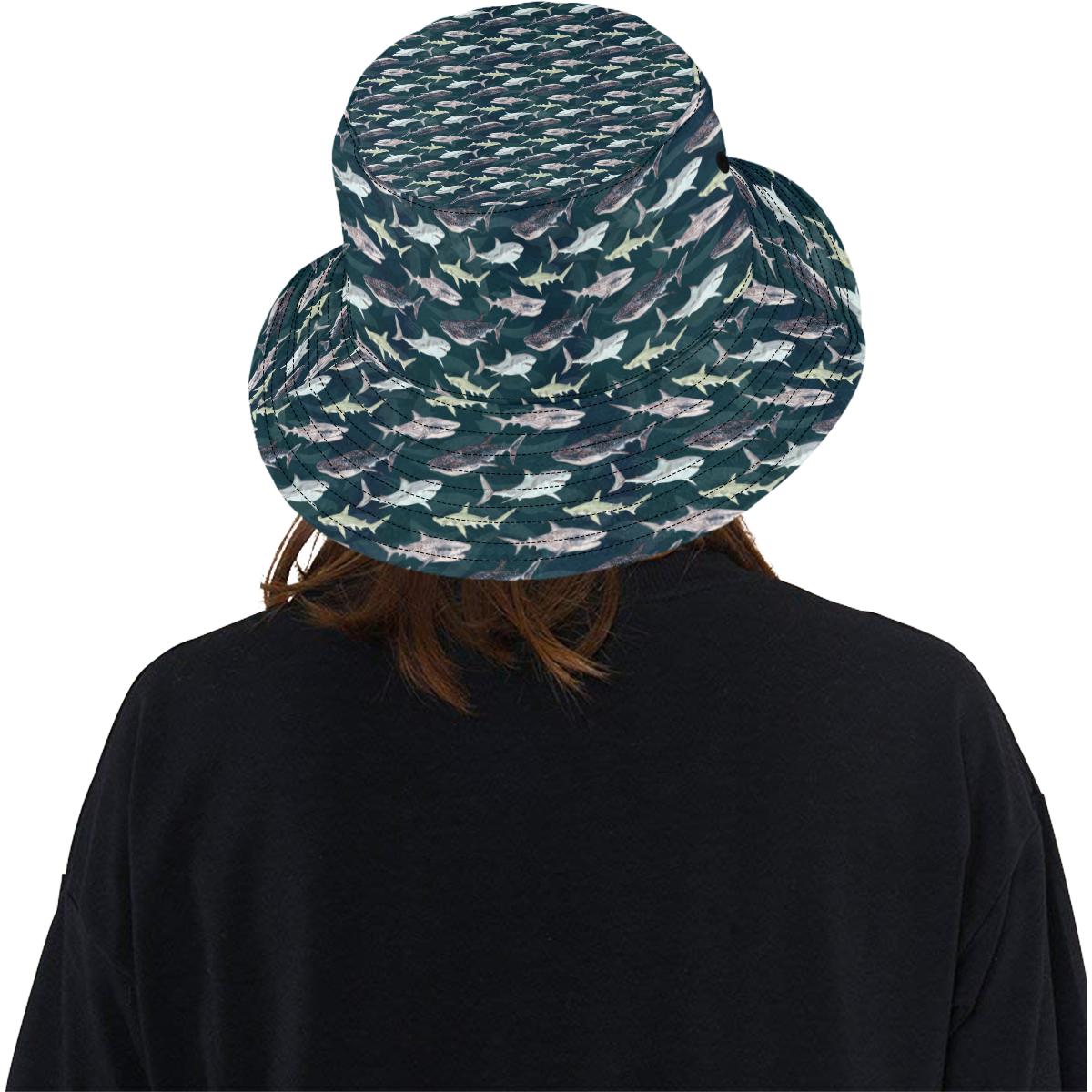 Shark Pattern Print Unisex Bucket Hat