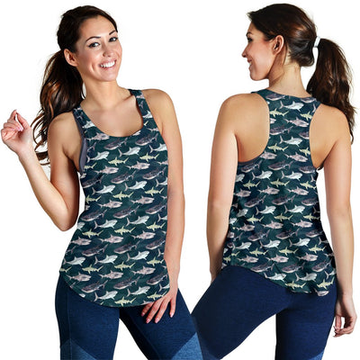 Shark Pattern Print Women Racerback Tank Top