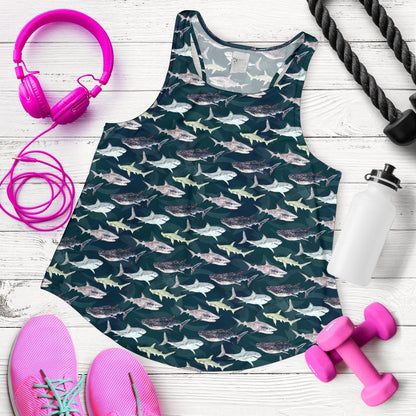 Shark Pattern Print Women Racerback Tank Top