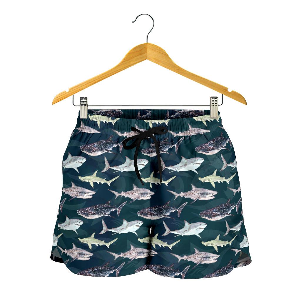 Shark Pattern Print Women Shorts-JTAMIGO.COM