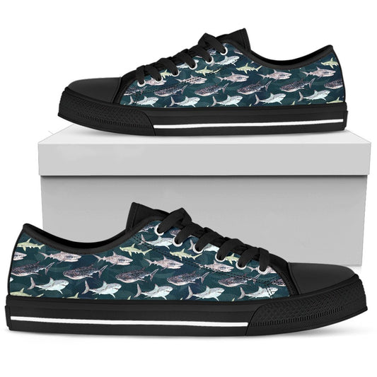 Shark Pattern Print/Low-Top-Shoes.jpg Women Low Top Shoes-JTAMIGO.COM
