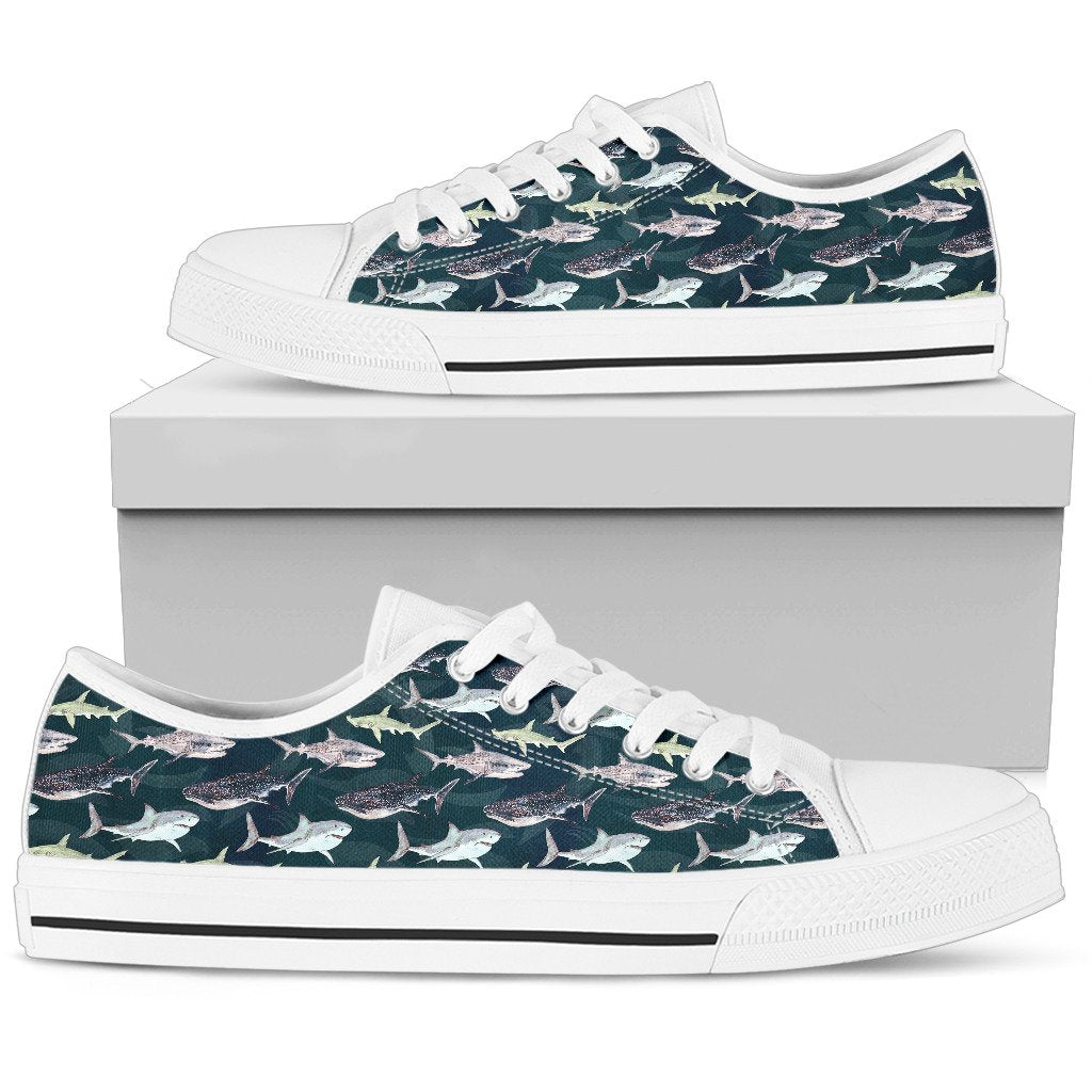 Shark Pattern Print/Low-Top-Shoes.jpg Women Low Top Shoes-JTAMIGO.COM