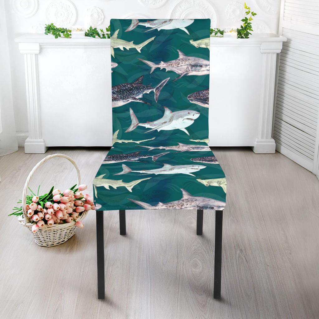 Shark Style Print Dining Chair Slipcover-JTAMIGO.COM