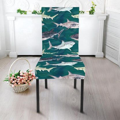 Shark Style Print Dining Chair Slipcover-JTAMIGO.COM
