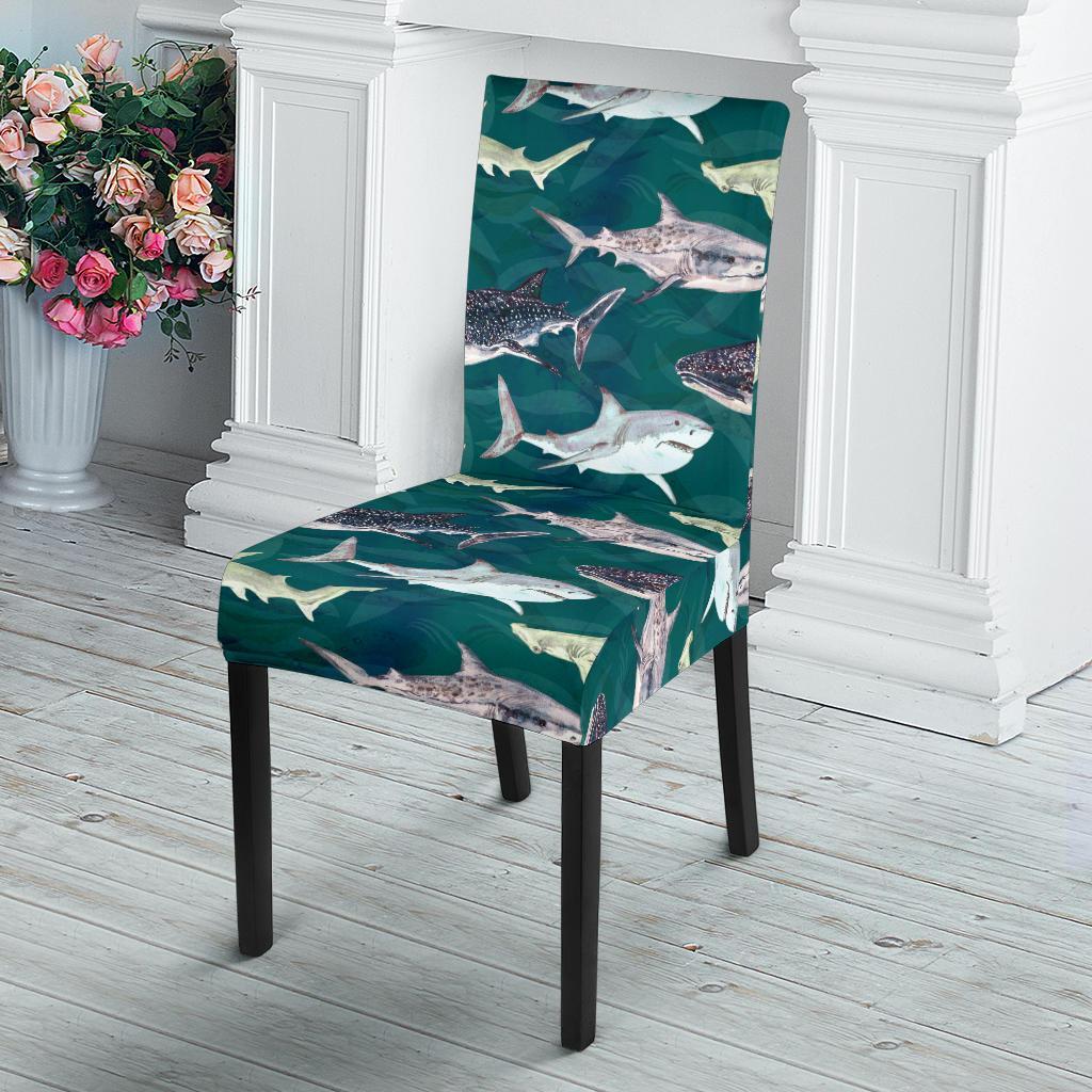 Shark Style Print Dining Chair Slipcover-JTAMIGO.COM