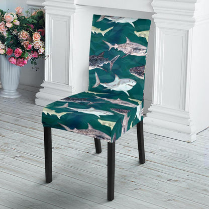 Shark Style Print Dining Chair Slipcover-JTAMIGO.COM