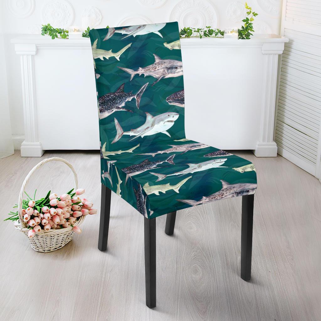 Shark Style Print Dining Chair Slipcover-JTAMIGO.COM