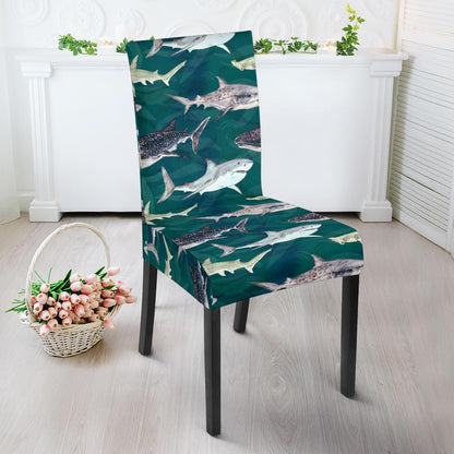 Shark Style Print Dining Chair Slipcover-JTAMIGO.COM